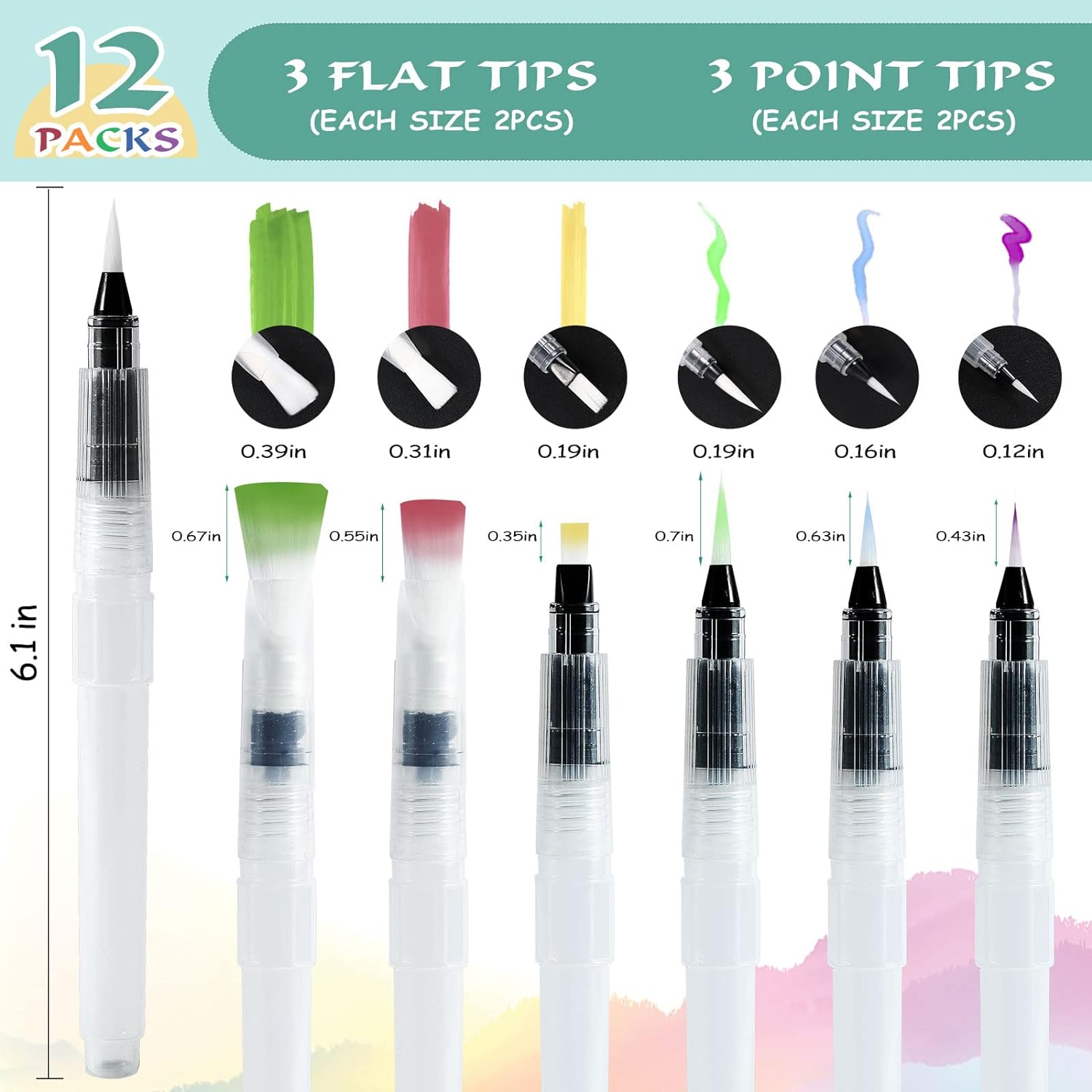 12 PCS Premium Leakproof Watercolor Brush