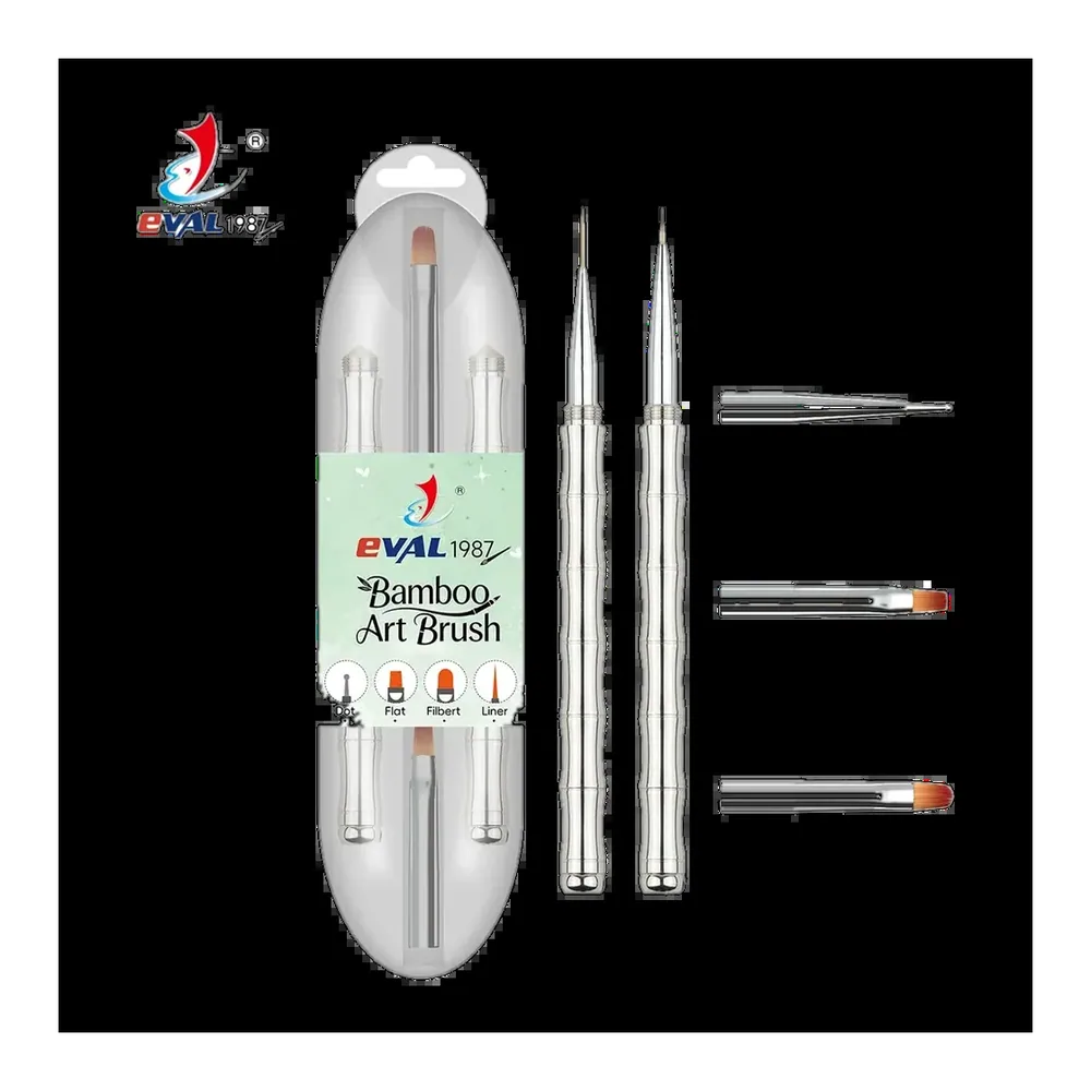Eval Discounted Patent Metal Bamboo Design Professional Interchangeable Brush Multifunction Nail Art Brushes