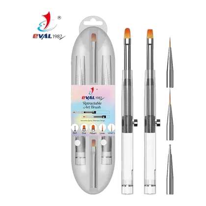 Eval Discounted Patent Transparent Acrylic Handle Nylon Hair Professional Custom Retractable Nail Brushes
