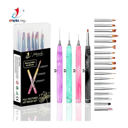 Eval Discounted Patent Transparent Colorful Acrylic Handle Nylon Hair Custom Logo Nail Art Painting Pen Set
