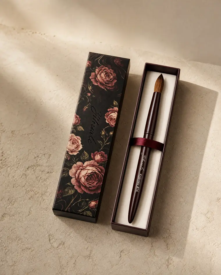 Kolinsky brush in its presentation box
