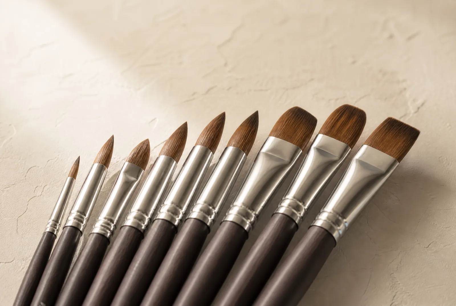 Brush heads and ferrules in close-up