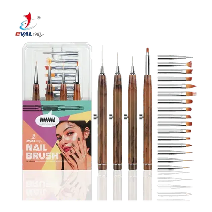 Yihuale Patent Spring Retractable Design Brown Marble Acrylic Handle Interchangeable Brush Nail Art Brush Set