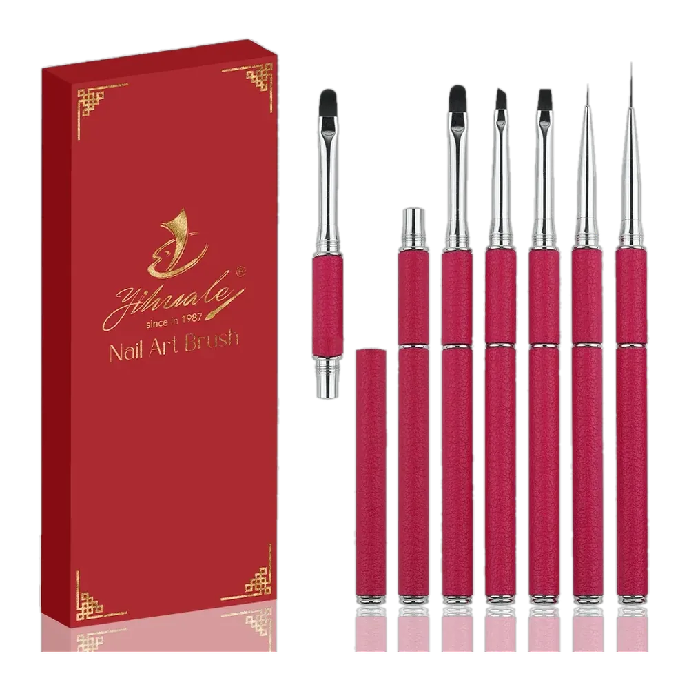 Luxury Red Leather Detachable Handle Custom logo Professional Kolinsky/Synthetic Hair Nail Art Brush for Manicure Art Tools